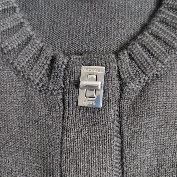 Michael Kors Women's Black Knit Merino Wool Long Cardigan/Sweater, Medium - Picture 6 of 8